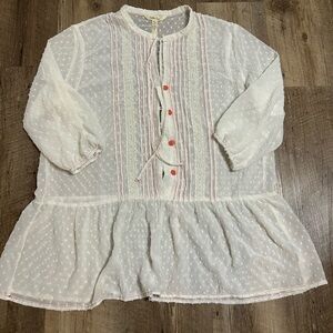 Matilda Jane Sheer White Tunic with Red Buttons